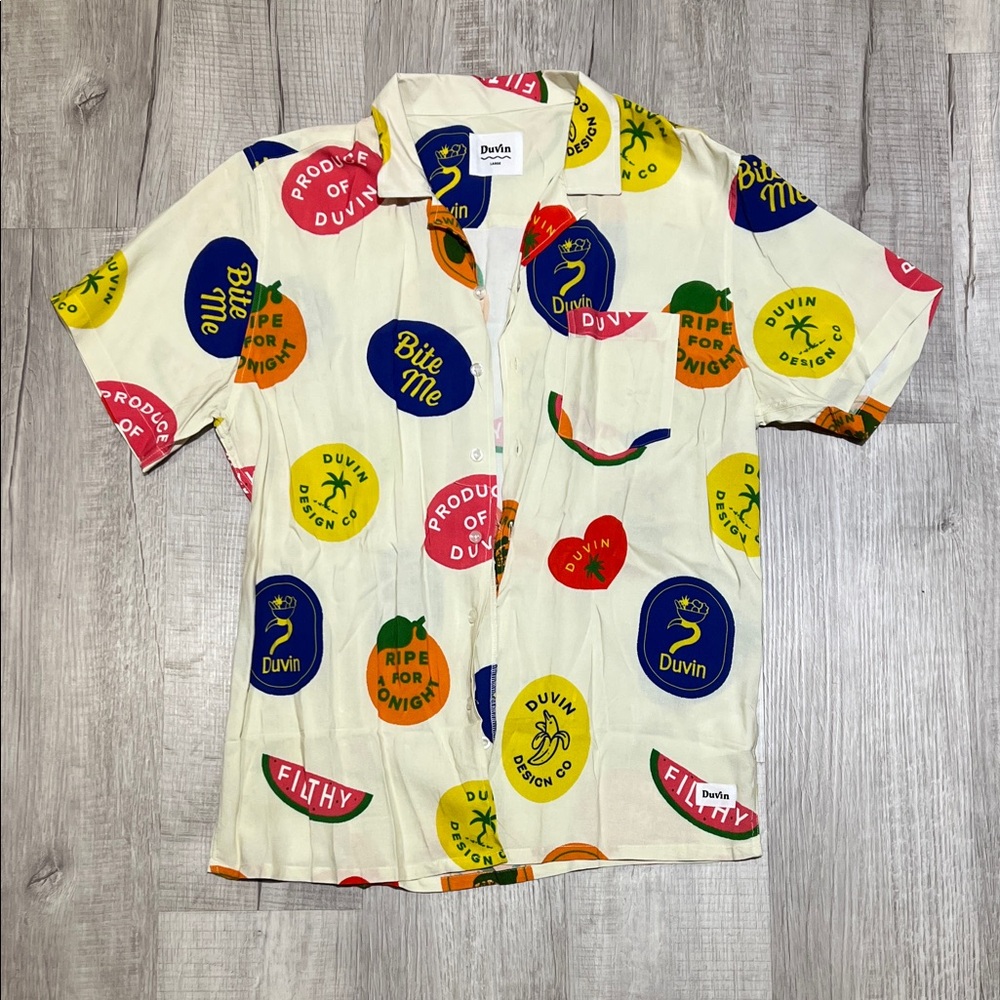 Duvin Fruit sticker Graphic Print Shirt - Multicolor Large